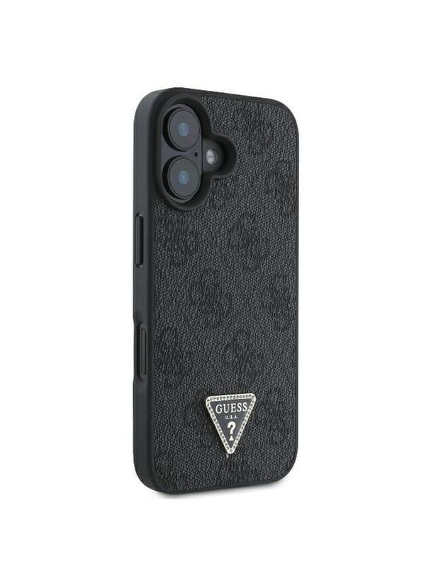 GUESS futerał do IPHONE 16 GUHCP16SP4TDPK (PU Leather 4G Triangle Strass) czarny