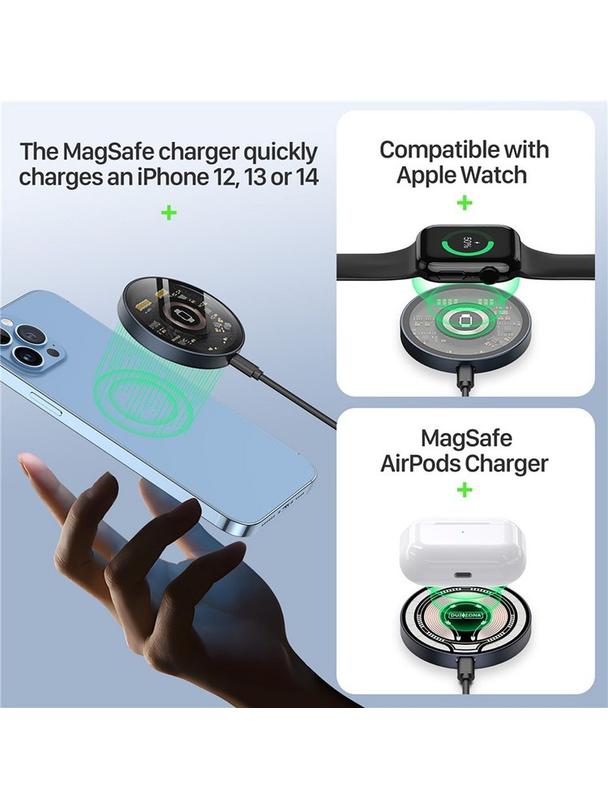 DUZZONA W13 - ładowarka indukcyjna kompatybilna z MagSafe 15W czarna