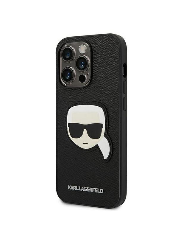KARL LAGERFELD futerał do IPHONE 14 Pro KLHCP14LSAPKHK (Saffiano With Karl Head Patch) czarny