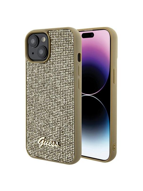 GUESS futerał do IPHONE 13 / 14 / 15 GUHCP15SPMSDGSD (Disco Metal Script) złoty