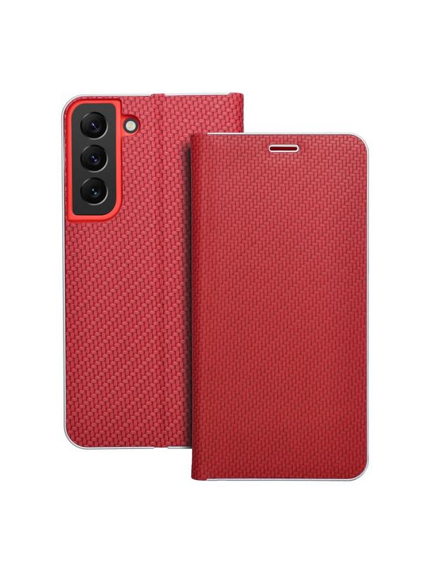 Kabura LUNA Book Carbon do SAMSUNG S22 czerwony