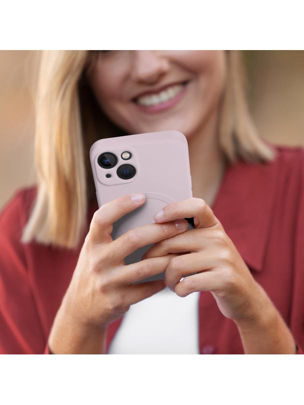 Futerał SILICONE MAG COVER kompatybilny z MagSafe do IPHONE 14 różowy