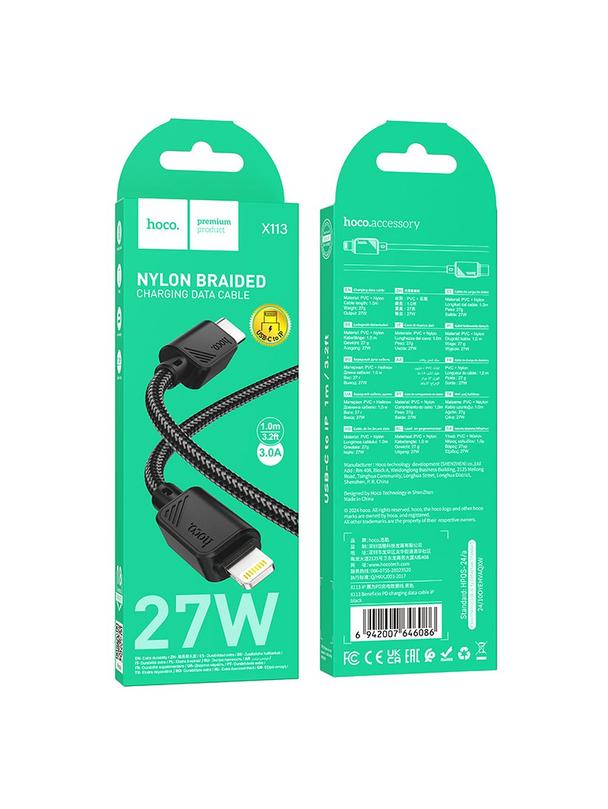 Kabel USB C do Lightning Hoco PD 27W 1 m X113 czarny