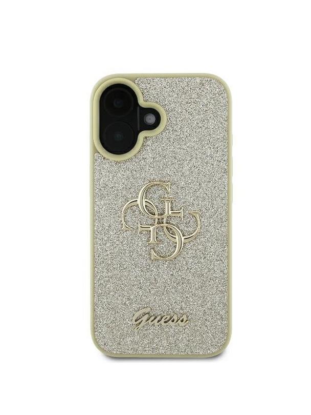 GUESS futerał do IPHONE 16 Plus GUHCP16MHG4SGD (Fixed Glitter Big 4G) złoty