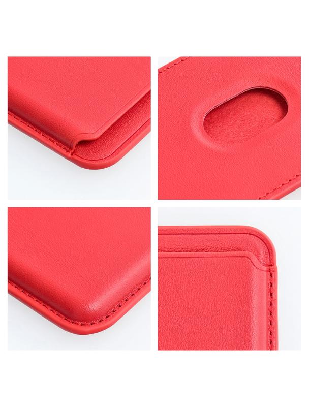 Portfel magnetyczny na karty LEATHER MAG WALLET kompatybilny z MagSafe  czerwony