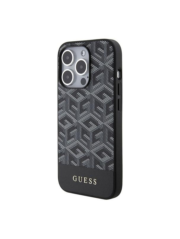 GUESS futerał do IPHONE 15 Pro kompatybilny z MagSafe GUHMP15LHGCFSEK (CUBE Stripes) czarny