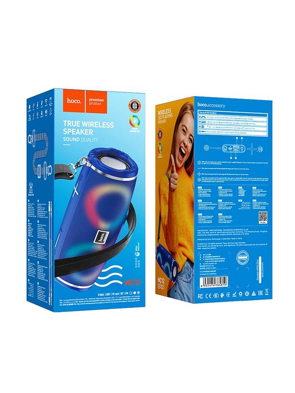 Głośnik bluetooth LED 2 x 5W 2h Hoco HC12 niebieski