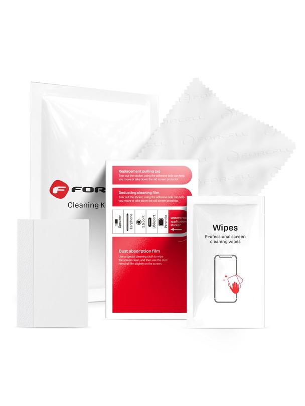 Zestaw czyszczący do ekranów Forcell LCD 4w1 (ściereczka mokra i sucha, szpatułka, stikery)
