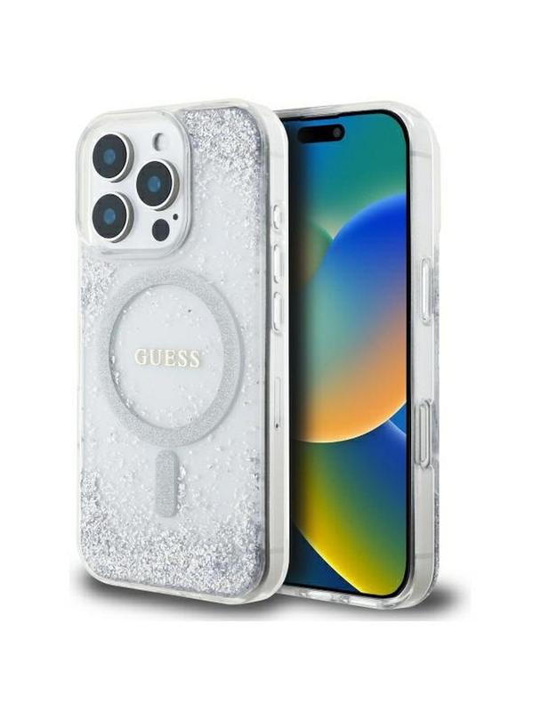 GUESS futerał do IPHONE 16 Pro kompatybilny z MagSafe GUHMP16LRGRGES (Resin Gradient Glitter) silver