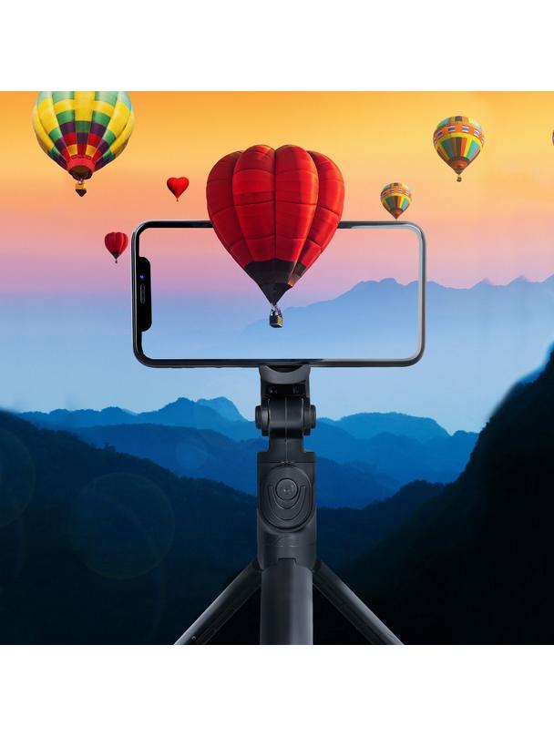 Uchwyt selfie z pilotem bezprzewodowym tripod SSTR-12 czarny