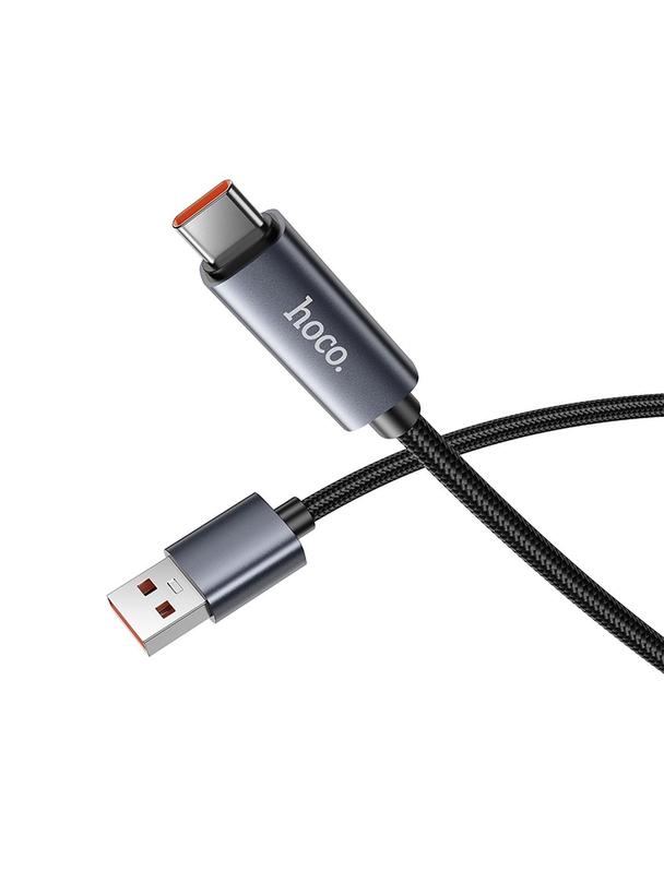 Kabel USB A do USB C Hoco 5A z wyświetlaczem 1 m X112 czarny
