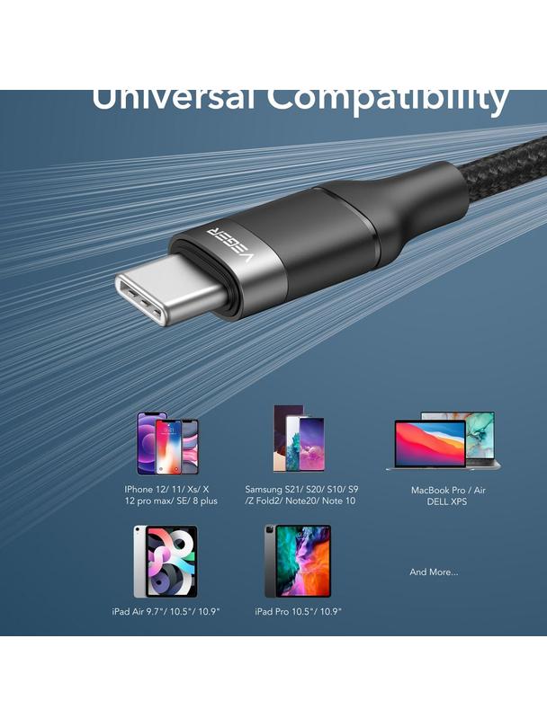 Kabel USB C do USB C VEGER PD 5A 100W 1,5 m CC02 czarny