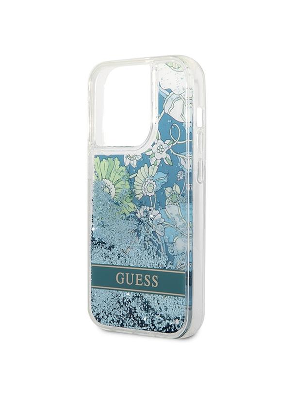 GUESS futerał do IPHONE 14 Pro GUHCP14LLFLSN (Liqide Glitter Flower) zielony
