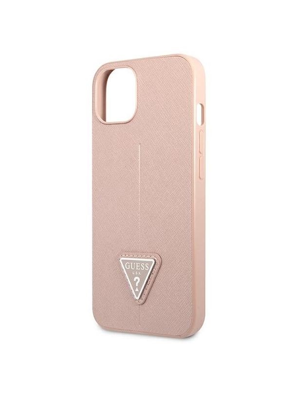 GUESS futerał do IPHONE 13 / 14 / 15 GUHCP14SPSATLP (SaffianoTriangle Logo) różowy