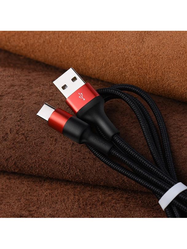 Kabel USB A do USB C Hoco 2A 1 m X26 czarno czerwony