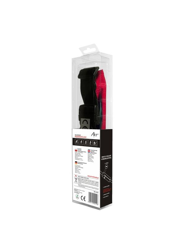 ART pas sportowy z kieszenią podświetlany APS-01R czerwony