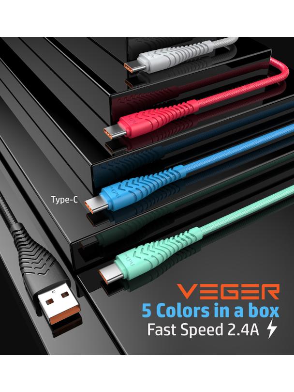 Kabel USB A do Typ C VEGER 2,4A V104 1,2 m czarny