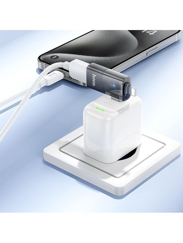 Adapter OTG 2w1 Lightning / USB C do USB A Hoco UA36E czarny