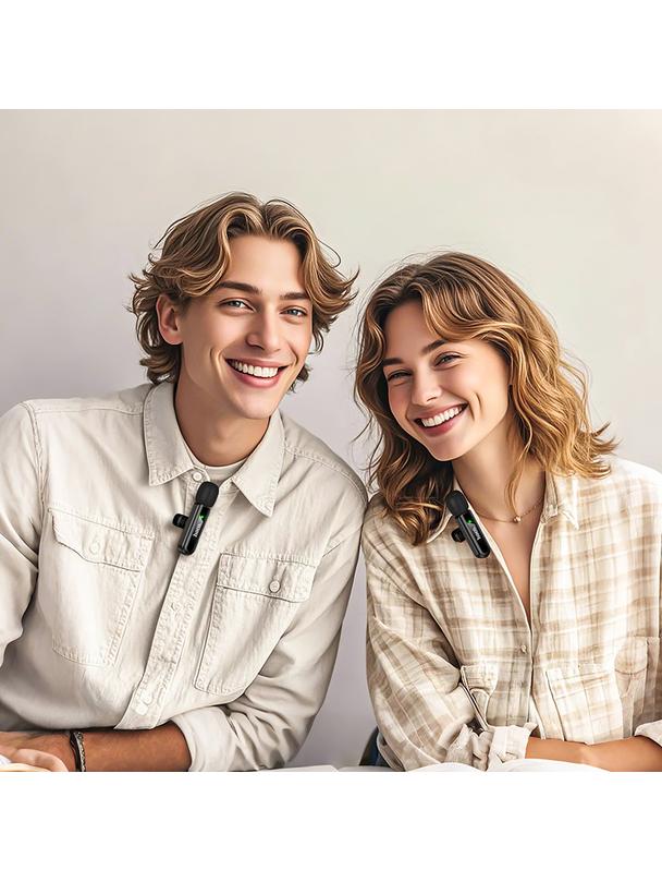 Mikrofon bezprzewodowy podwójny Lightning / USB C Hoco L20A czarny