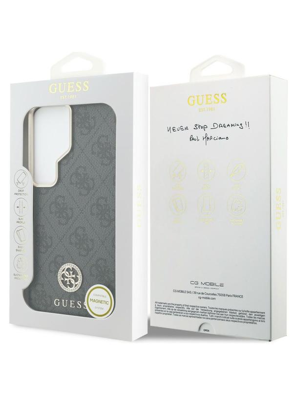 GUESS futerał do SAMSUNG S26 Ultra GUHMS26LP4GRMDEK (4G Rhinestone Round Logo MagSafe) czarny