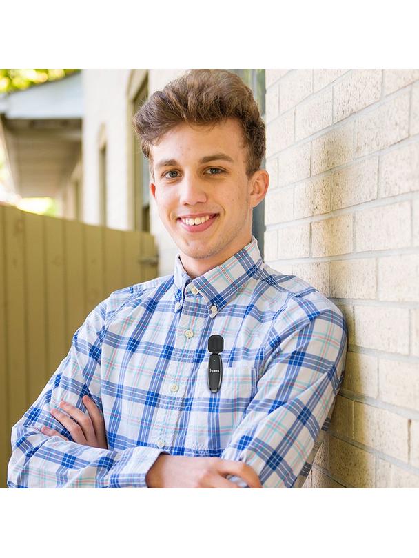 Mikrofon krawatowy bezprzewodowy Lightning Hoco L15 czarny