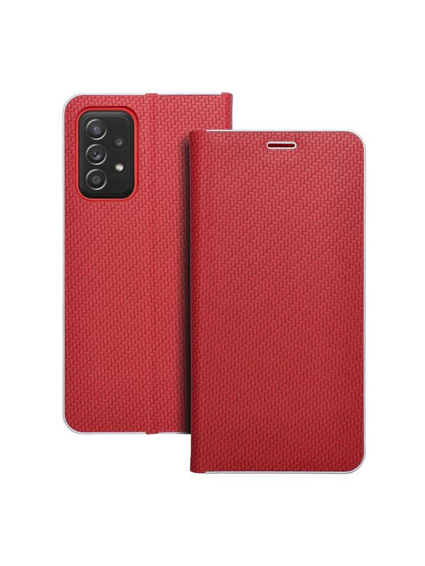 Kabura LUNA Book Carbon do SAMSUNG A52 5G / A52 LTE ( 4G ) / A52s 5G czerwony