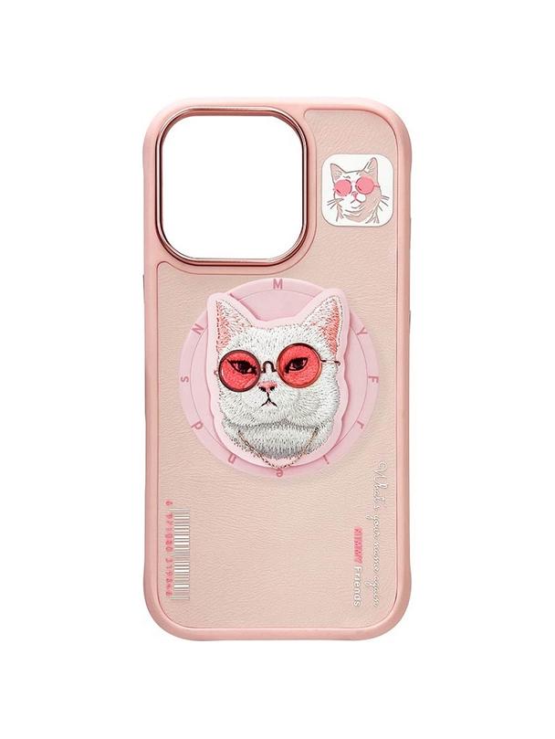 NIMMY futerał GLASSES COOL CAT kompatybilny z MagSafe do IPHONE 16 Pro Max różowy