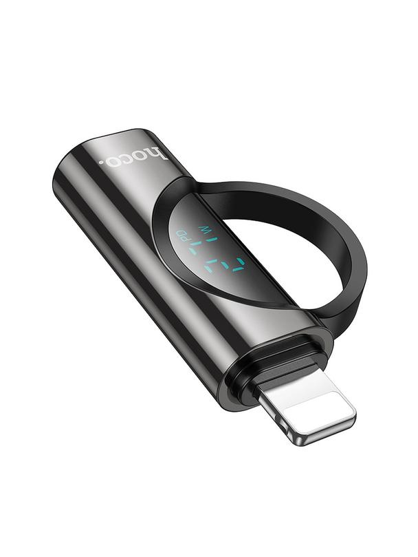 Adapter Lightning do USB C Hoco PD 2,4A 27W z wyświetlaczem UA32B czarny
