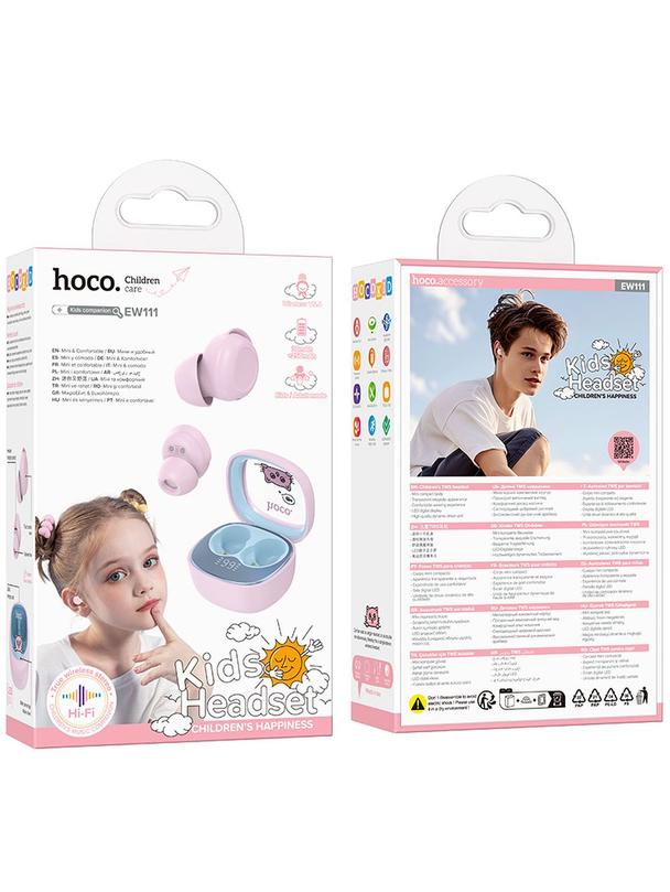 Słuchawki bezprzewodowe douszne Hoco TWS dla dzieci EW111 różowe