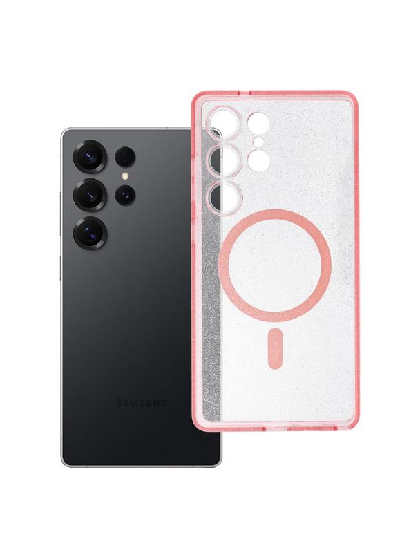 Futerał do Samsung S25 ULTRA Clear Mag Cover (STR) zgodny z MagSafe różowy glitter