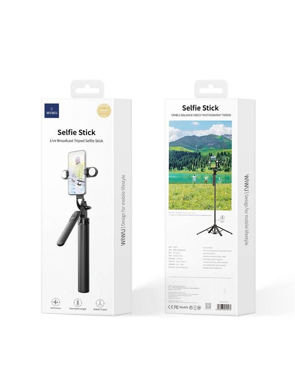 WiWU - Selfie stick Wi-SE012 z funcją tripoda i podwójną, wbudowaną lampą LED
