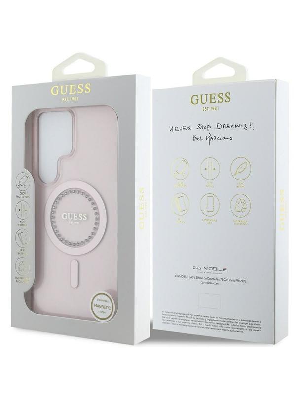 GUESS futerał do SAMSUNG S25 Ultra GUHMS25LPFTDTEP (Magnetic IML Rhinestones) różowy