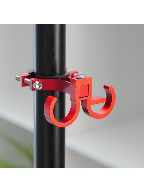 Hak uchwyt na zakupy podwójny do roweru / hulajnogi aluminiowy FS366 czerwony