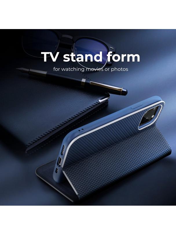 Kabura LUNA Book Carbon do SAMSUNG A52 5G / A52 LTE ( 4G ) / A52s 5G niebieski