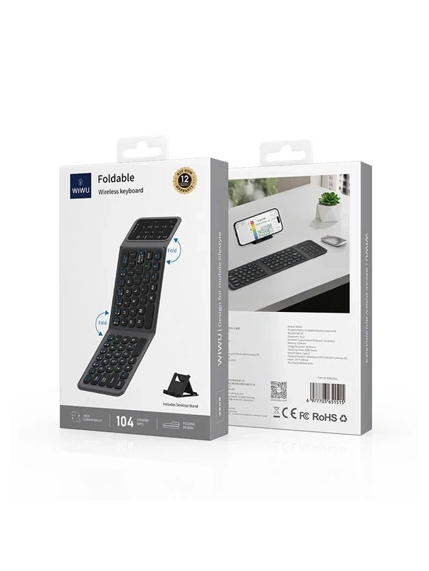 WiWU - Bezprzewodowa klawiatura składana FMK-05 - czarna