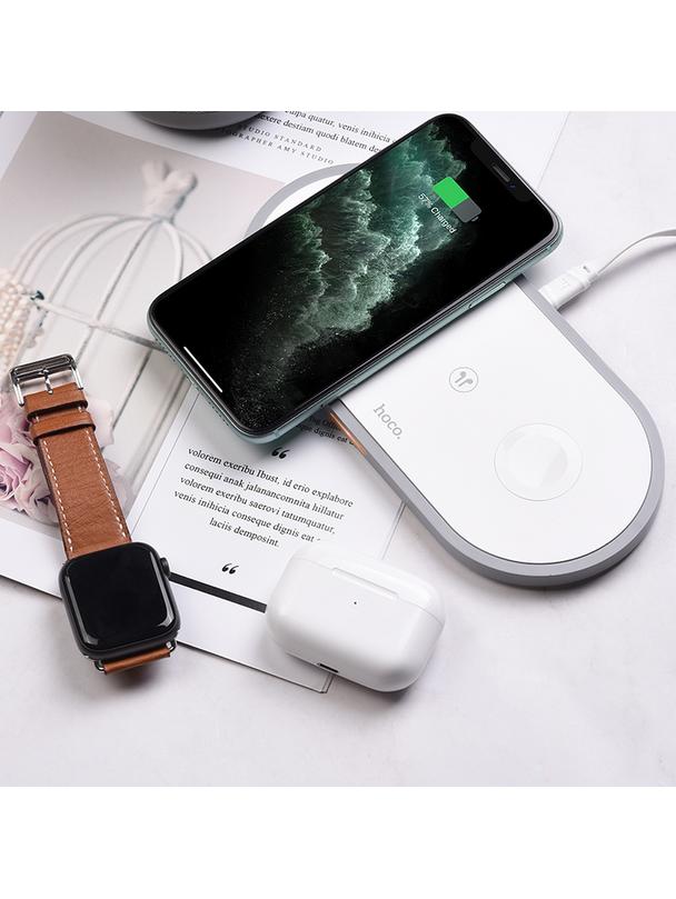 Ładowarka indukcyjna Hoco 3w1 Qi 2A 10W CW24 biała