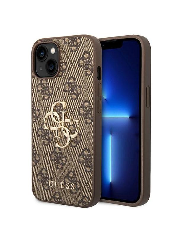 GUESS futerał do IPHONE 13 / 14 / 15 GUHCP14S4GMGBR (4G Big Metal Logo) brązowy