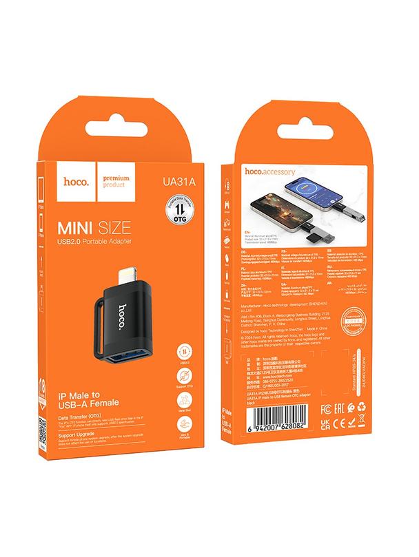 Adapter OTG Lightning do USB A Hoco UA31A czarny
