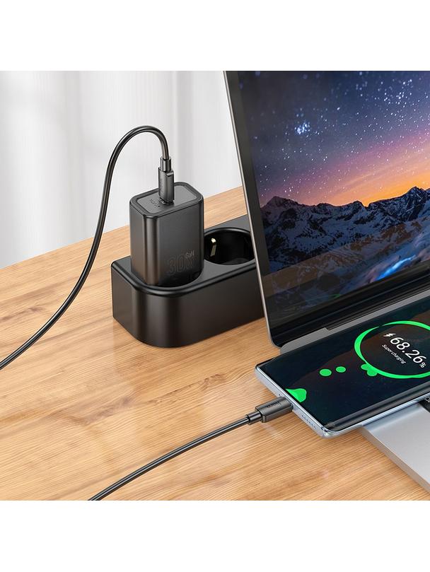 Ładowarka sieciowa do telefonu Hoco USB C QC PD 30W N62 czarna