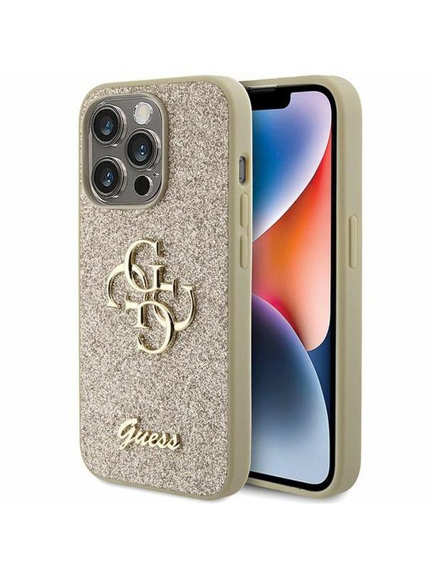 GUESS futerał do IPHONE 15 Pro Max GUHCP15XHG4SGD (Fixed Glitter Big 4G) złoty