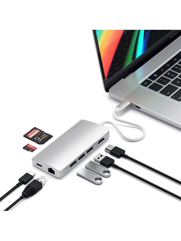 SATECHI adapter HUB 7w1 Typ C ST-TCMA2S srebrny