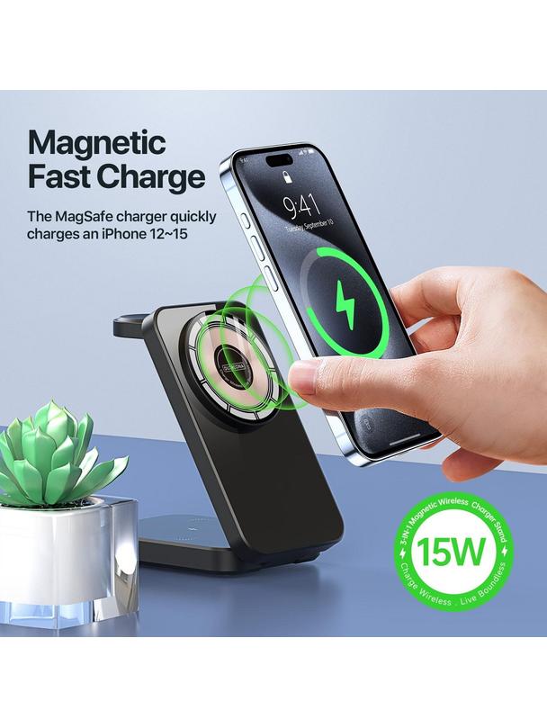 DUZZONA W17 - ładowarka indukcyjna składana 3w1 kompatybilna z MagSafe 15W czarna