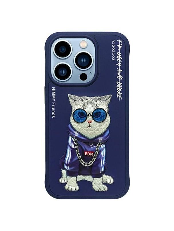 NIMMY futerał GLASSES COOL CAT do IPHONE 15 Pro niebieski