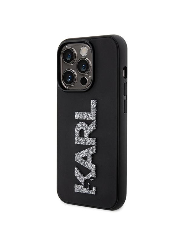 KARL LAGERFELD futerał do IPHONE 15 Pro KLHCP15L3DMBKCK (3D Logo Glitter) czarny