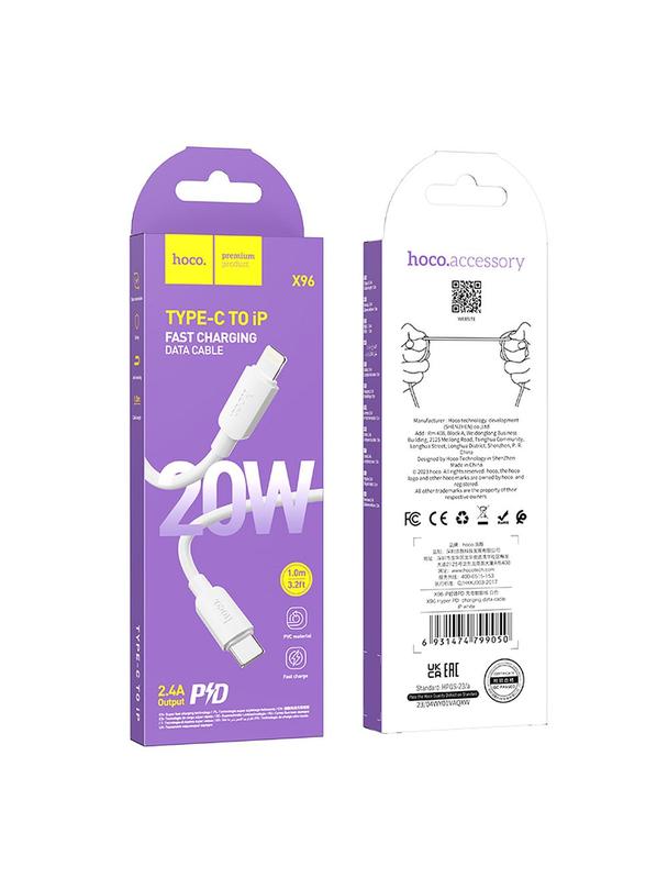 Kabel USB C do Lightning Hoco PD 2,4A 20W 1 m X96 biały