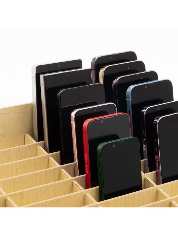 Drewniany organizer / skrzynka na telefony 48 miejsc