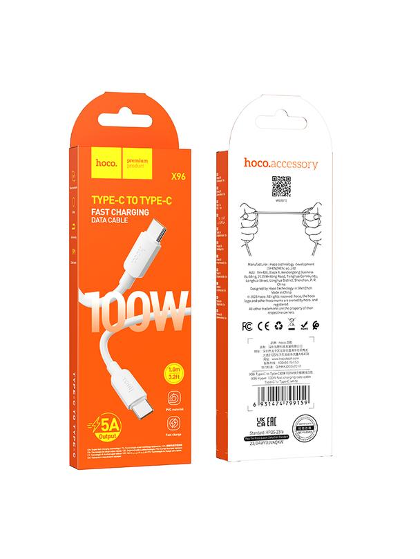 Kabel USB C do USB C Hoco PD 6A 100W 1 m X96 biały