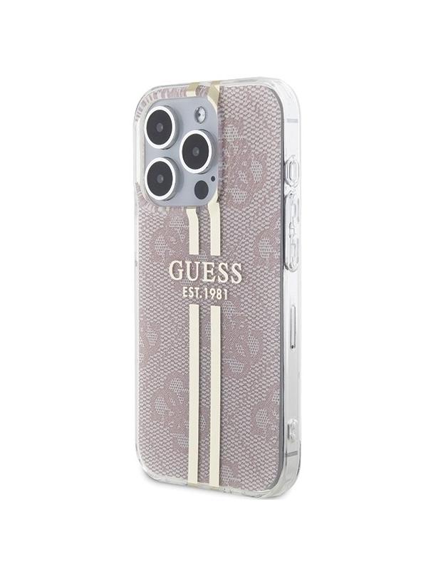 GUESS futerał do IPHONE 15 Pro GUHCP15LH4PSEGP (4G Gold  Stripe) różowy