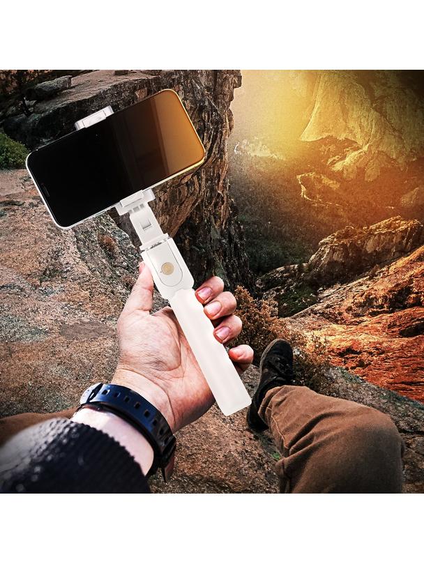 Uchwyt selfie z pilotem bezprzewodowym tripod K07 biały