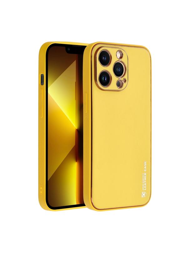 Futerał LEATHER CASE skórzany do IPHONE 14 Pro żółty